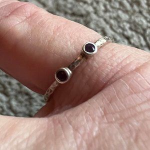 Handmade Delicate Sterling and Amethyst Ring 7 3/4